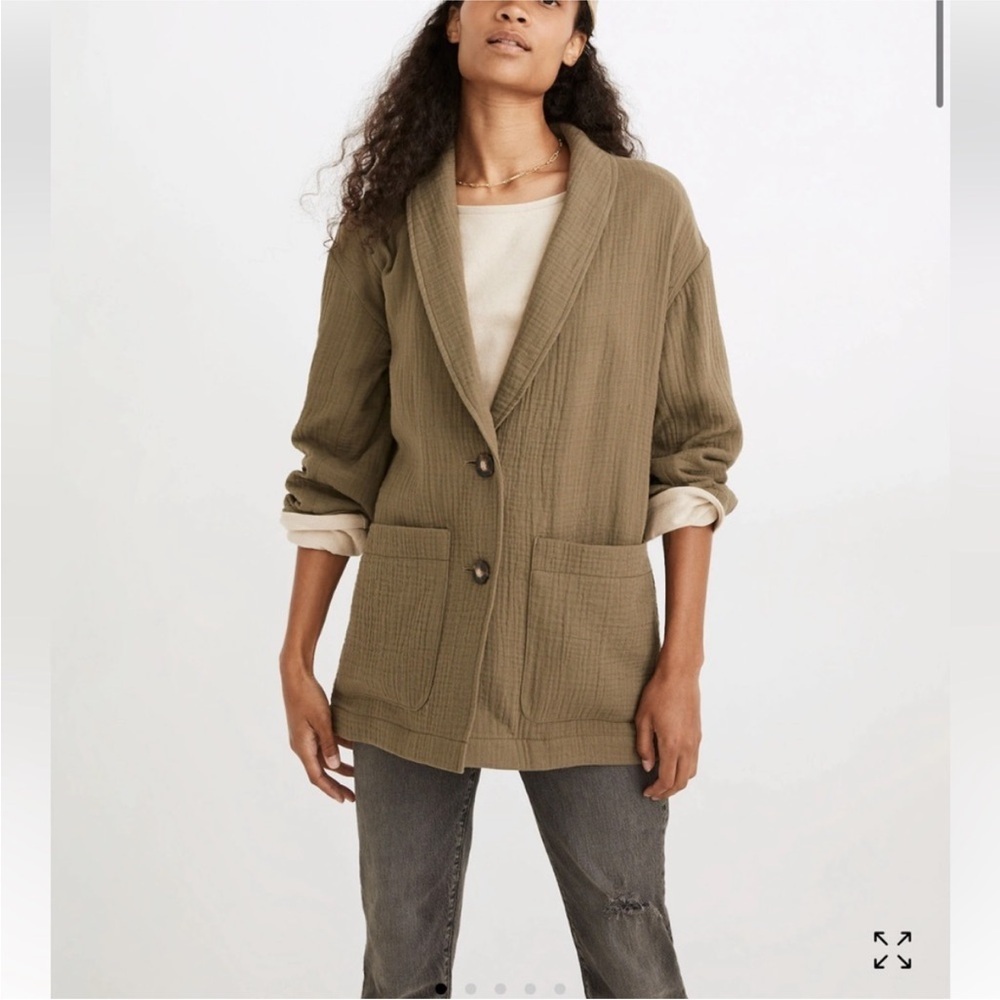 Madewell Lightspun Dorset Olive Green Women's Blazer Relaxed fit large